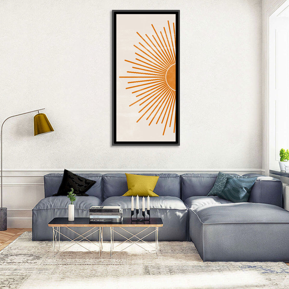 Orange Sunburst Minimalist Wall Art
