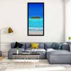 Turquoise Atoll Sandbar with Palm Trees Wall Art