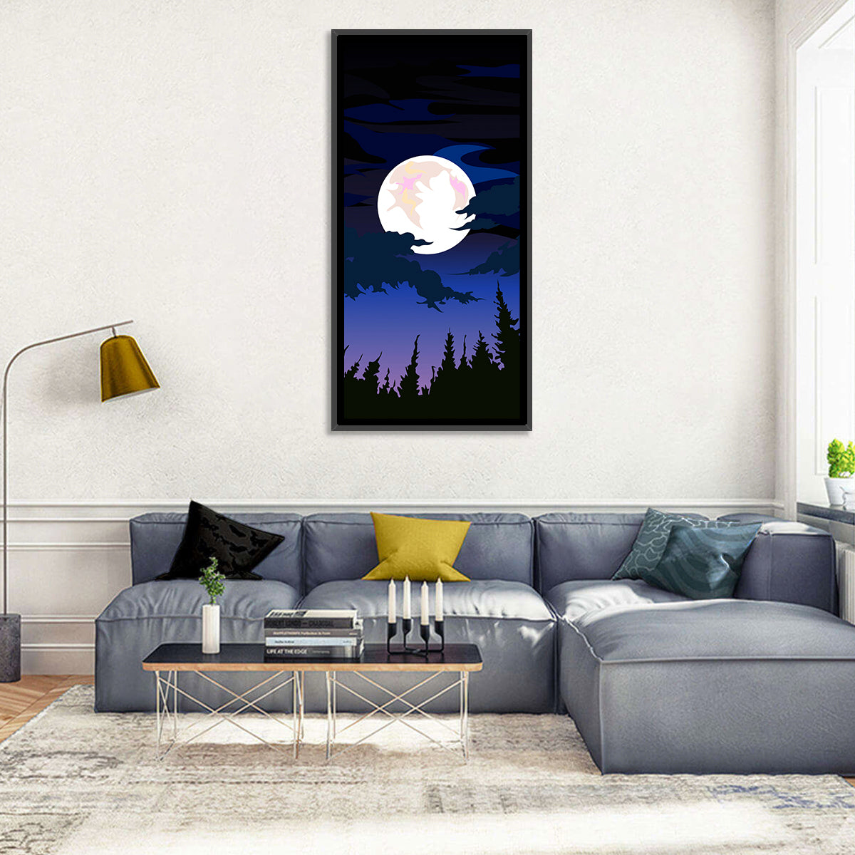 Dark Moon Over Forest Wall Art