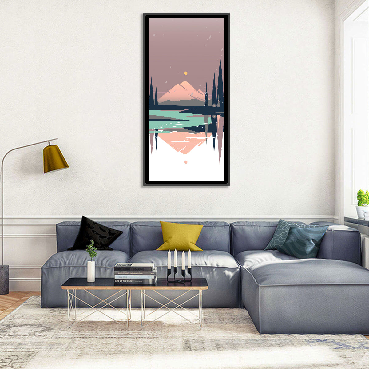 Dusk Mountain Lake Reflection Wall Art