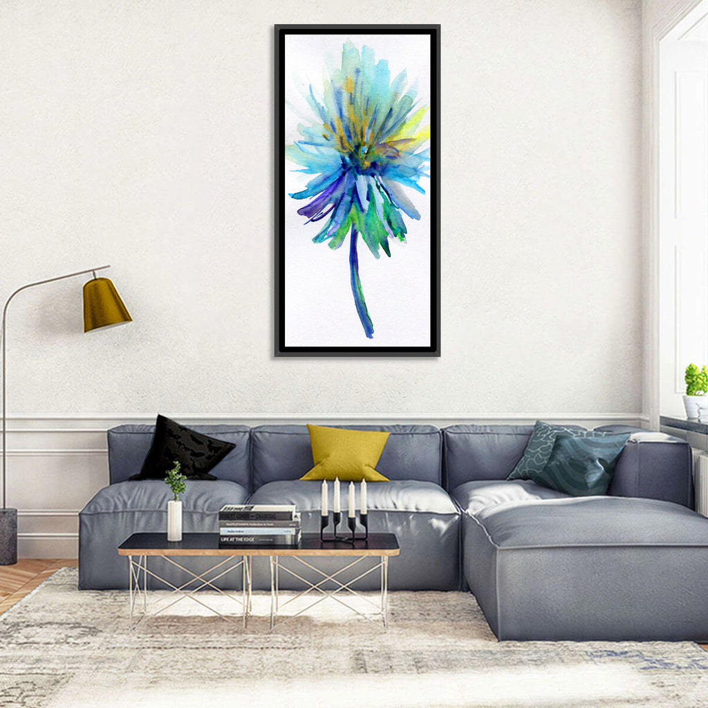 Ethereal Blue Watercolor Flower Wall Art
