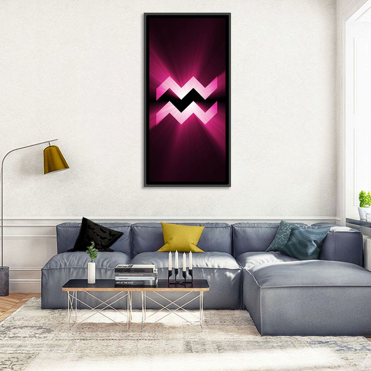 Magenta Aquarius Symbol Wall Art