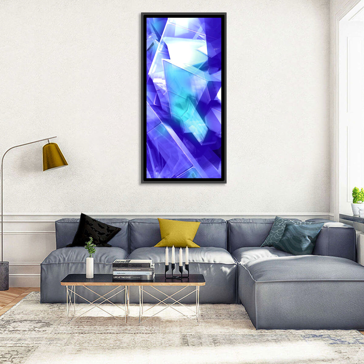 Icy Geometric Shards Wall Art in a room, portrait