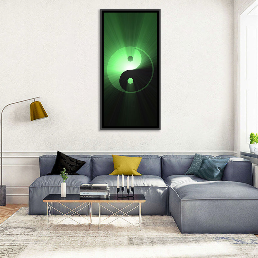 Green Glowing Yin Yang Wall Art