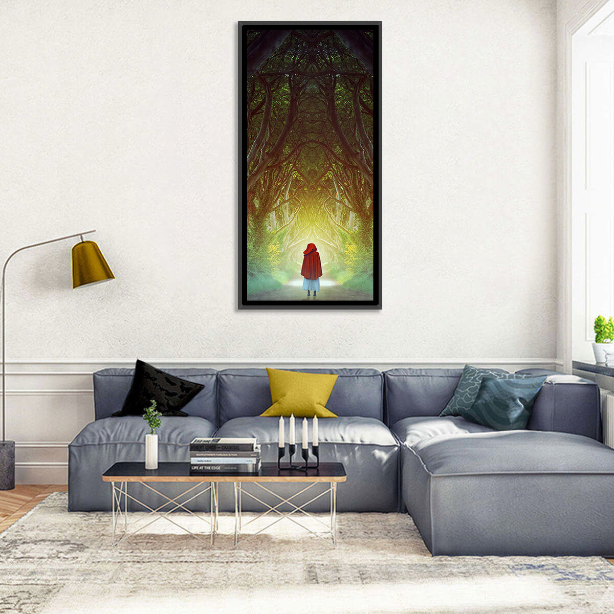 Dark Hedges Pathway Wall Art in a room, portrait