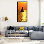 Sailboat Silhouette at Golden Sunset Wall Art
