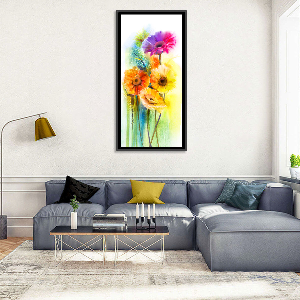 Gerbera Daisy Watercolor Bouquet Wall Art