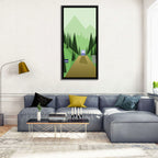 Mountain Road Bus Stop Illustration Wall Art