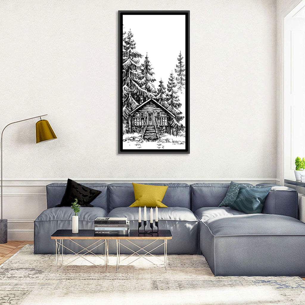 Log Cabin Sketch Wall Art