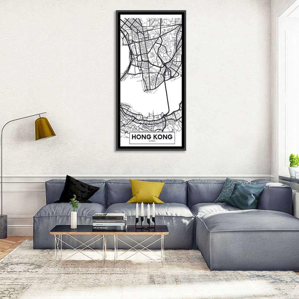 Hong Kong Aerial Map Wall Art