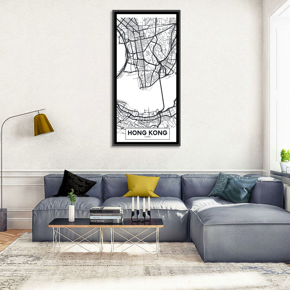 Hong Kong Aerial Map Wall Art