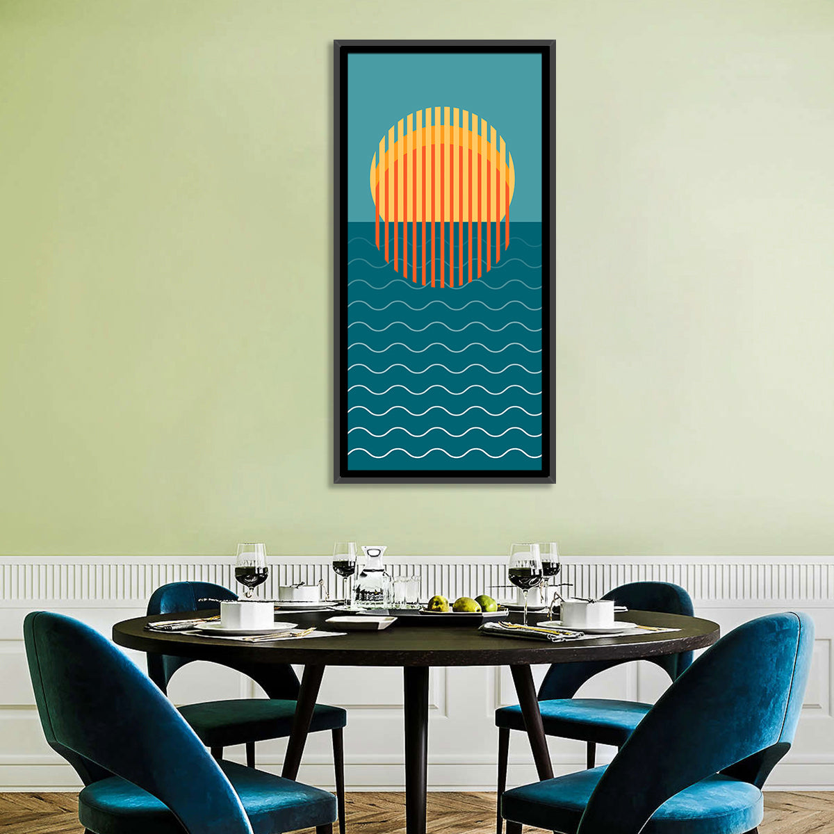 Geometric Ocean Sunset Wall Art