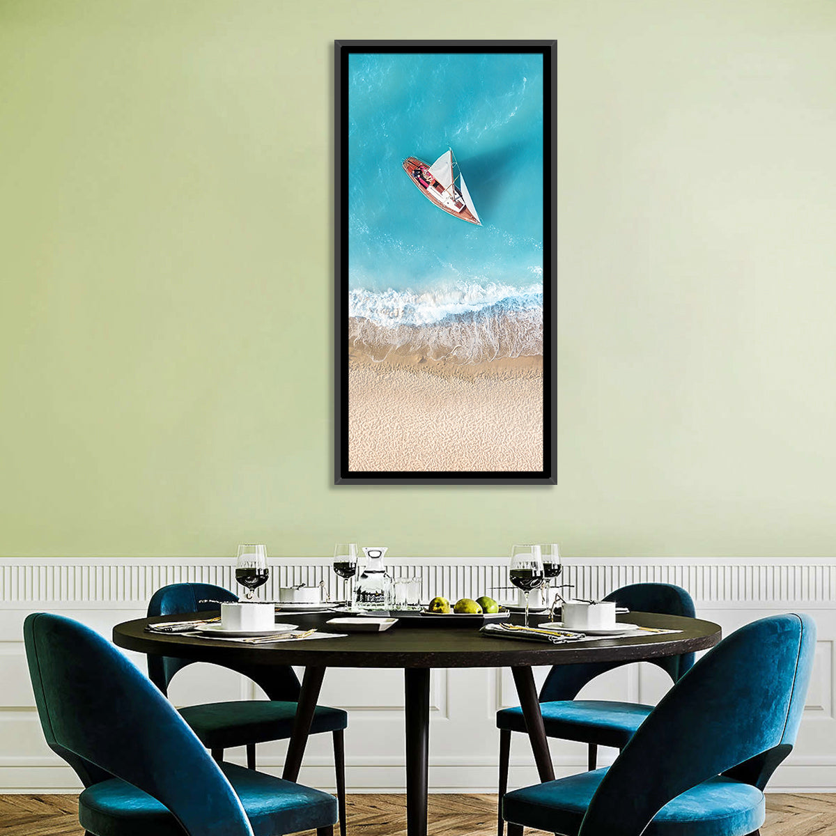 Aerial Beach & Yacht Wall Art