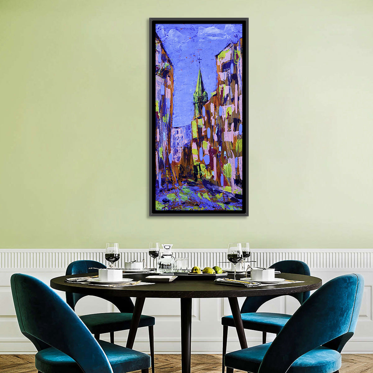 Old City Street with Steeple Wall Art