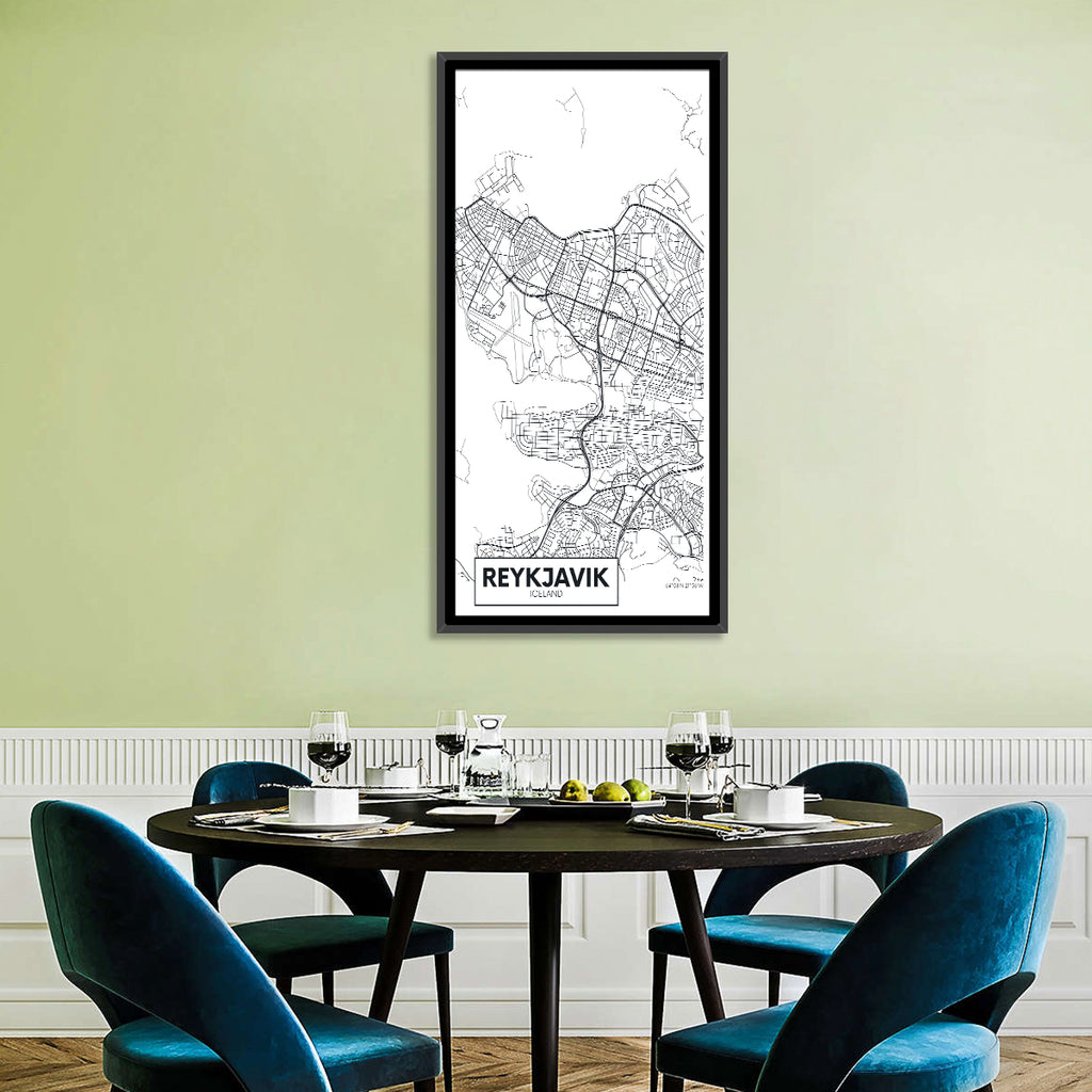 Reykjavik Aerial Map with Runway Wall Art