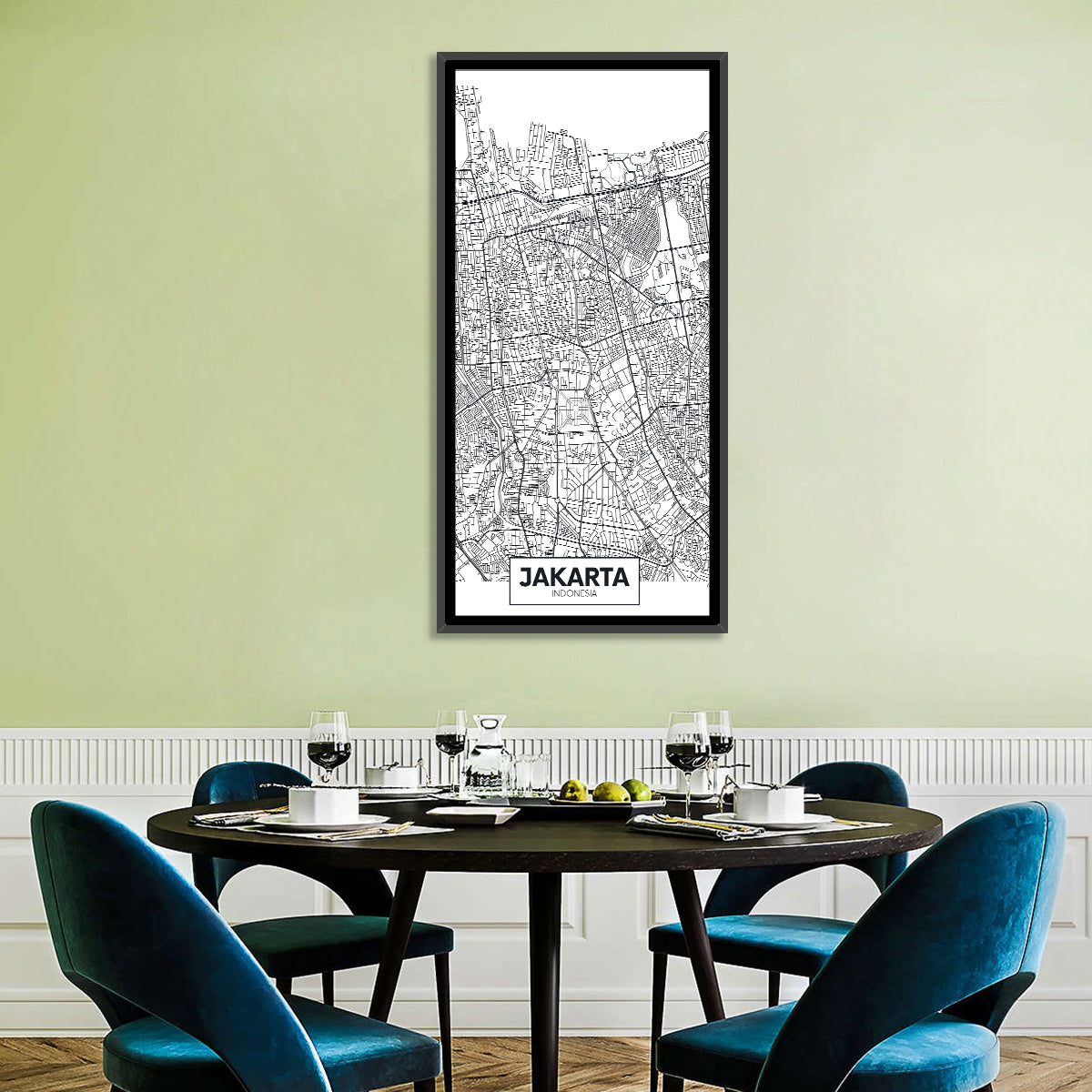 Jakarta City Map Wall Art