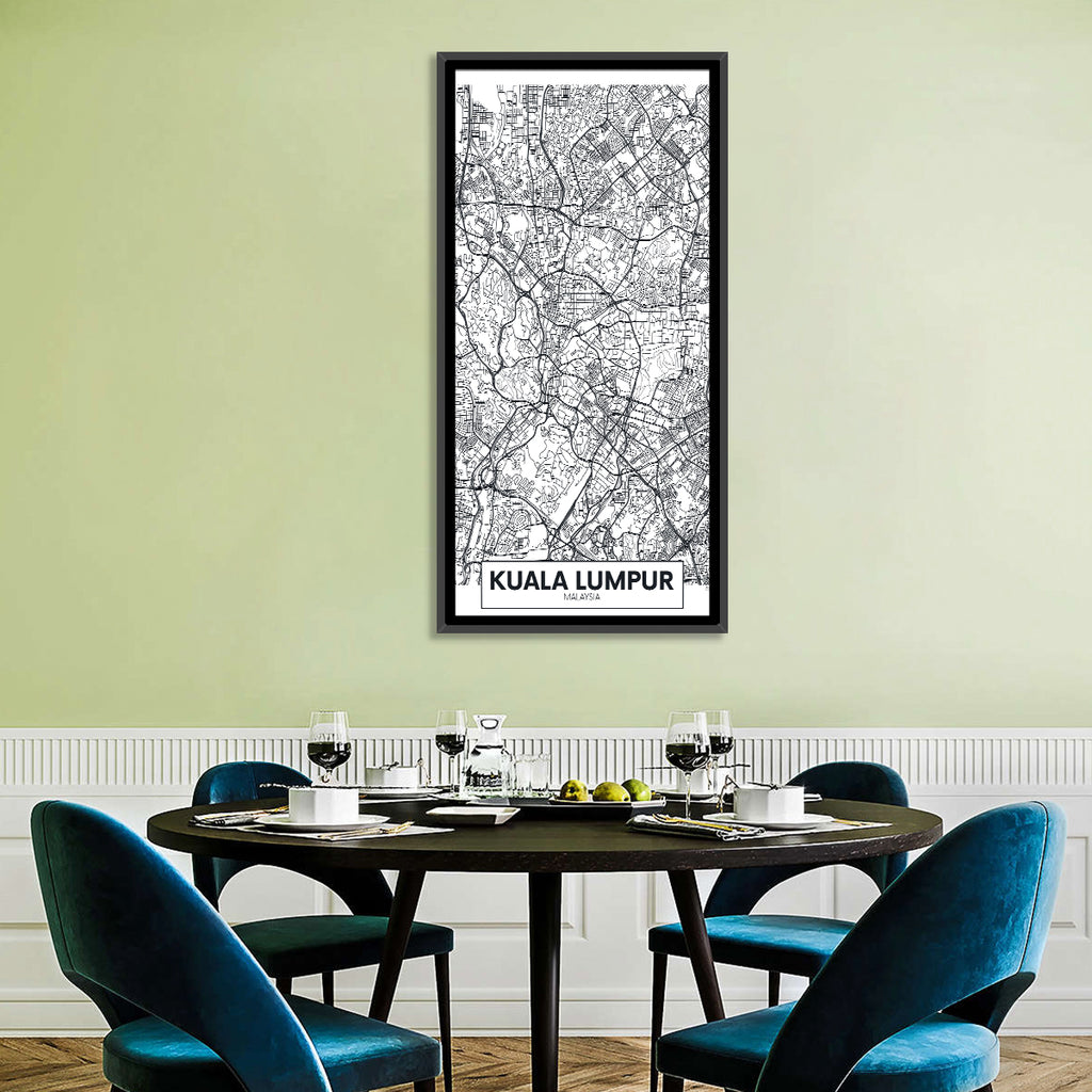 Kuala Lumpur Street Grid Map Wall Art