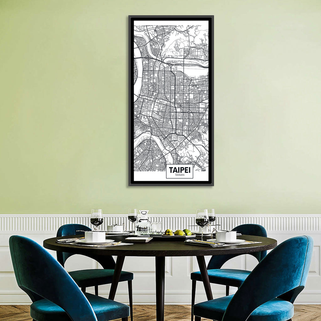 Taipei Street Grid Map Wall Art