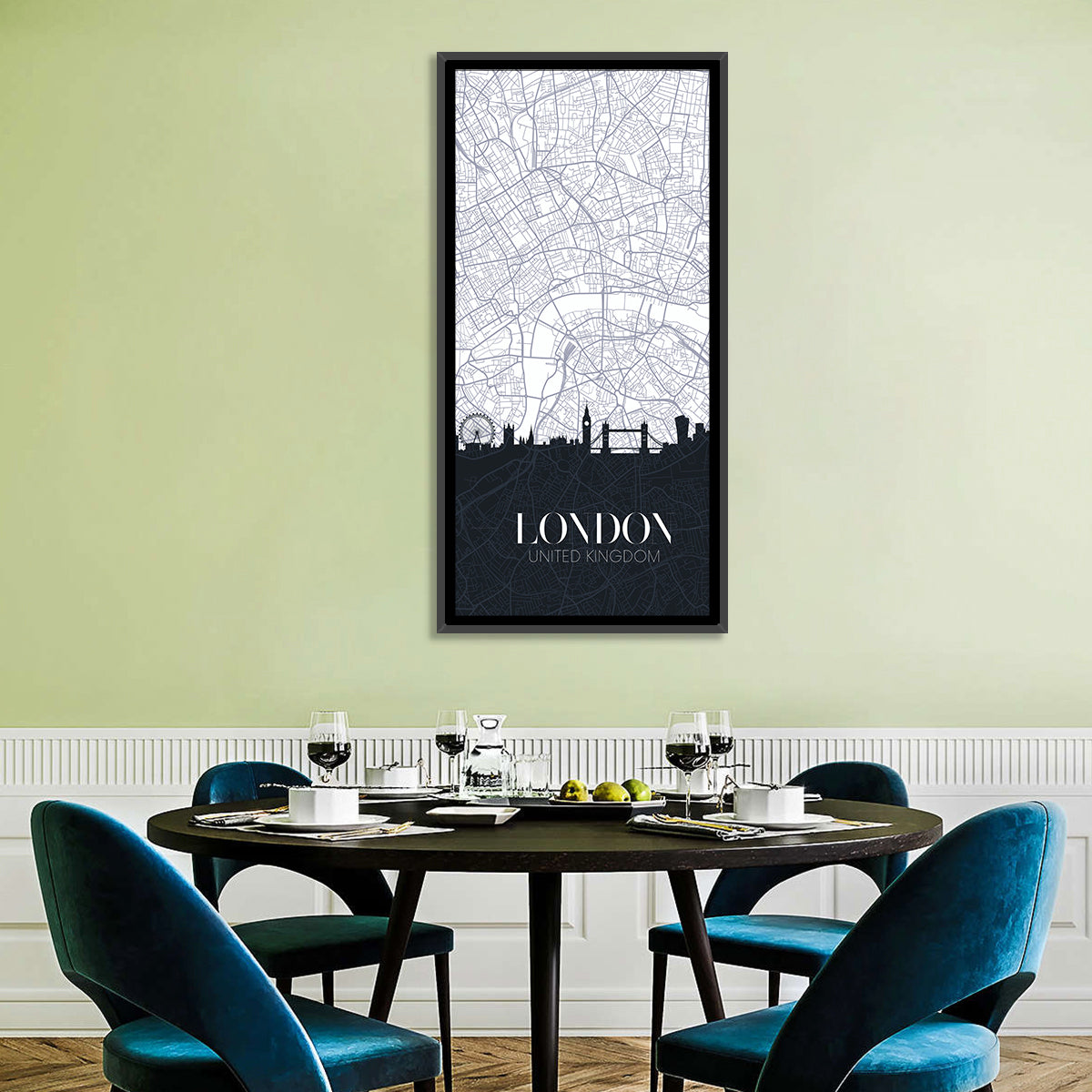 London Skyline Map Wall Art