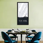 Manhattan Map with Skyline Wall Art