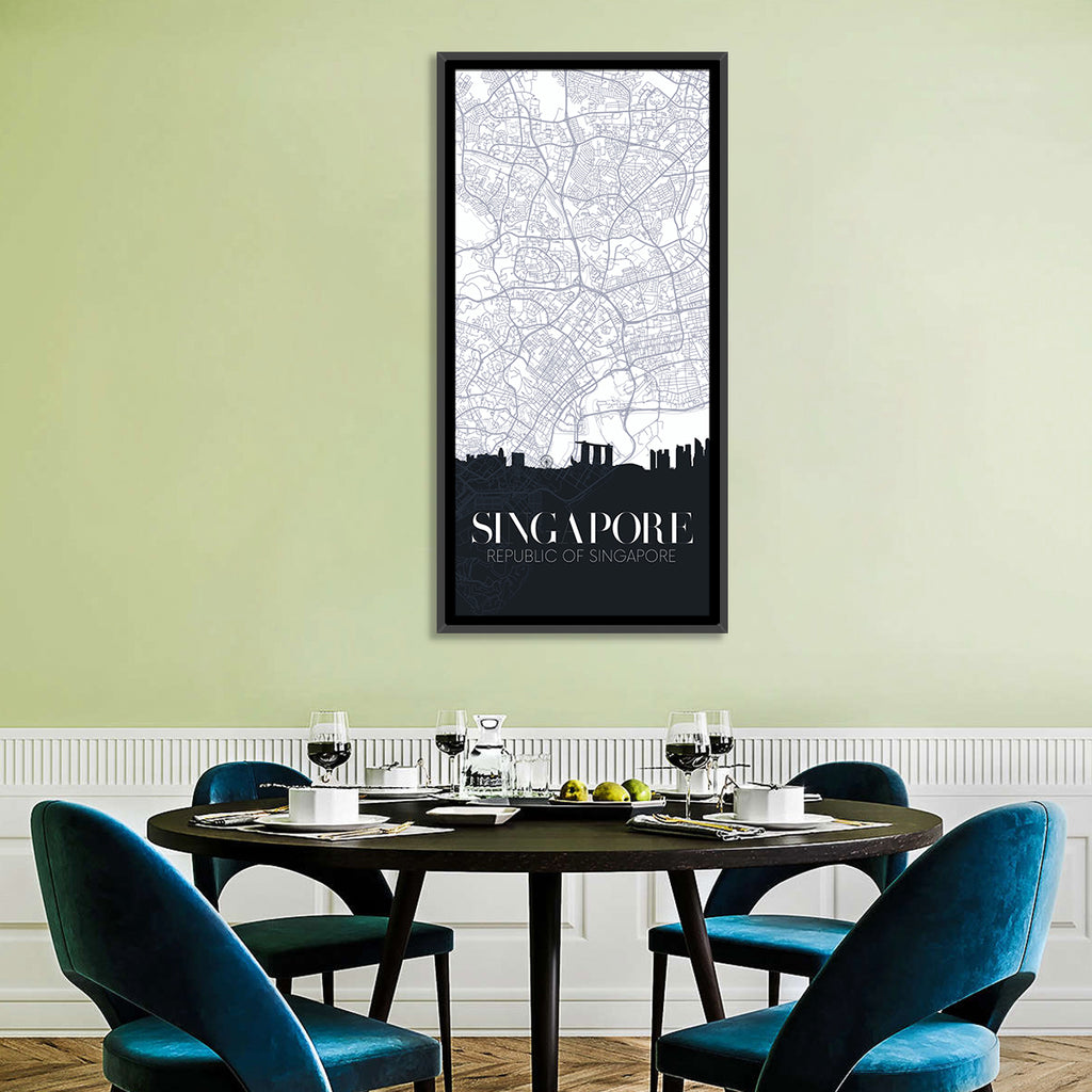 Singapore City Map Silhouette Wall Art