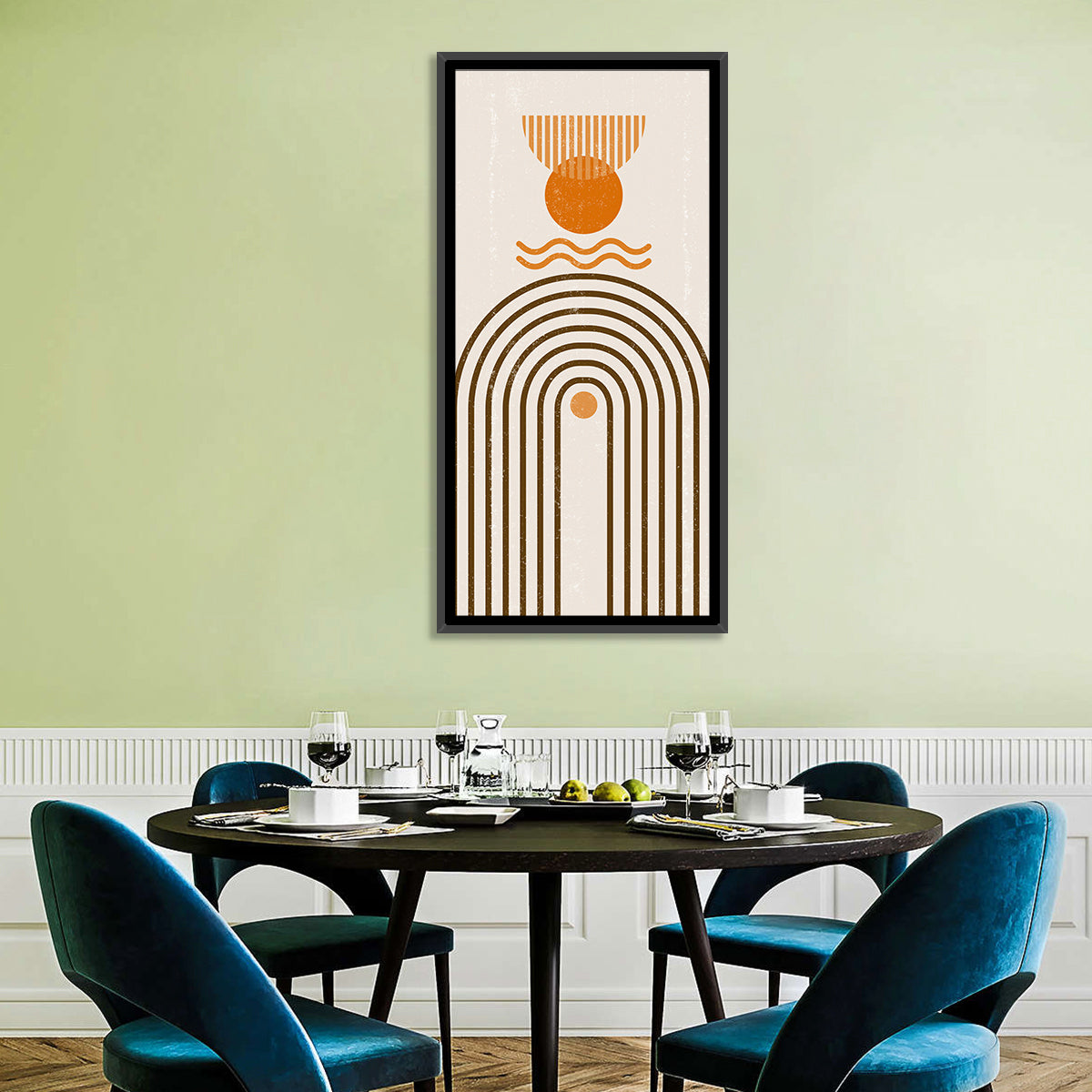 Concentric Arch Sun Wall Art in a room, portrait