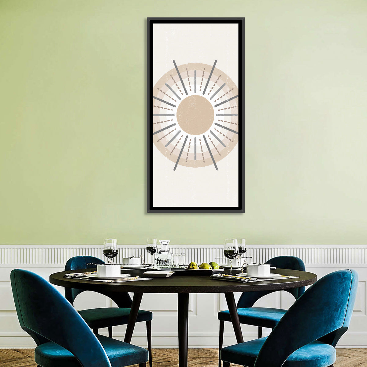 Concentric Boho Sun Iii Wall Art in a room, portrait