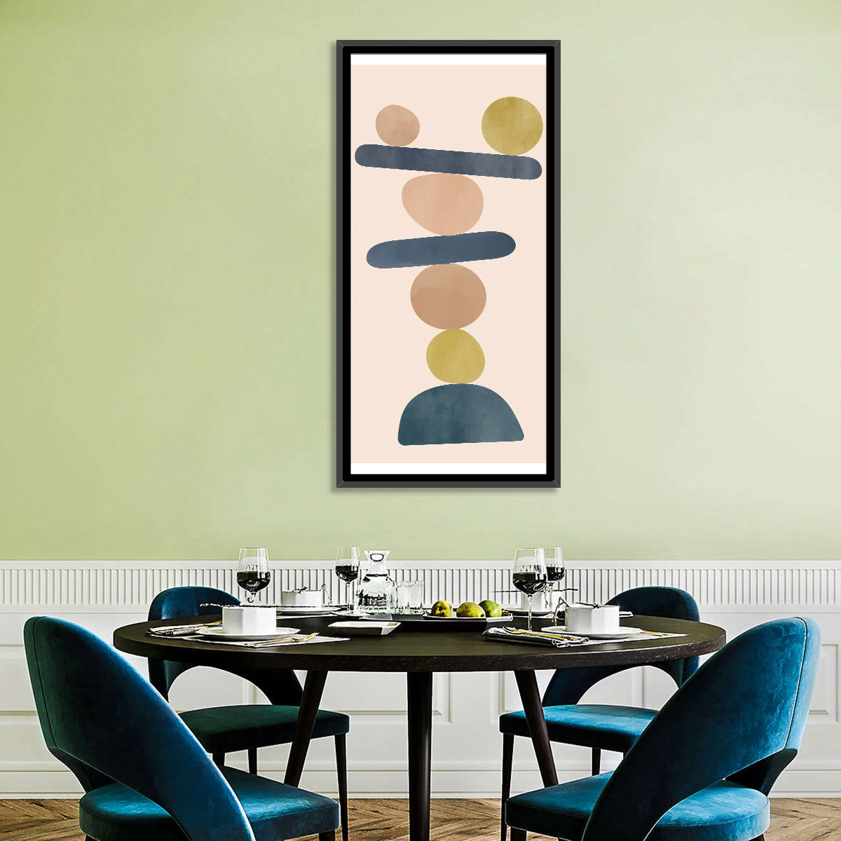 Balanced Stone Stack Wall Art in a room, portrait