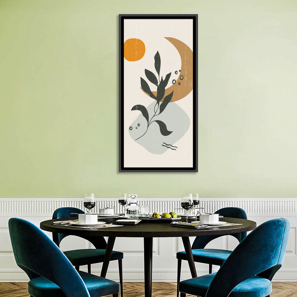 Leafy Branch with Sun and Moon Wall Art