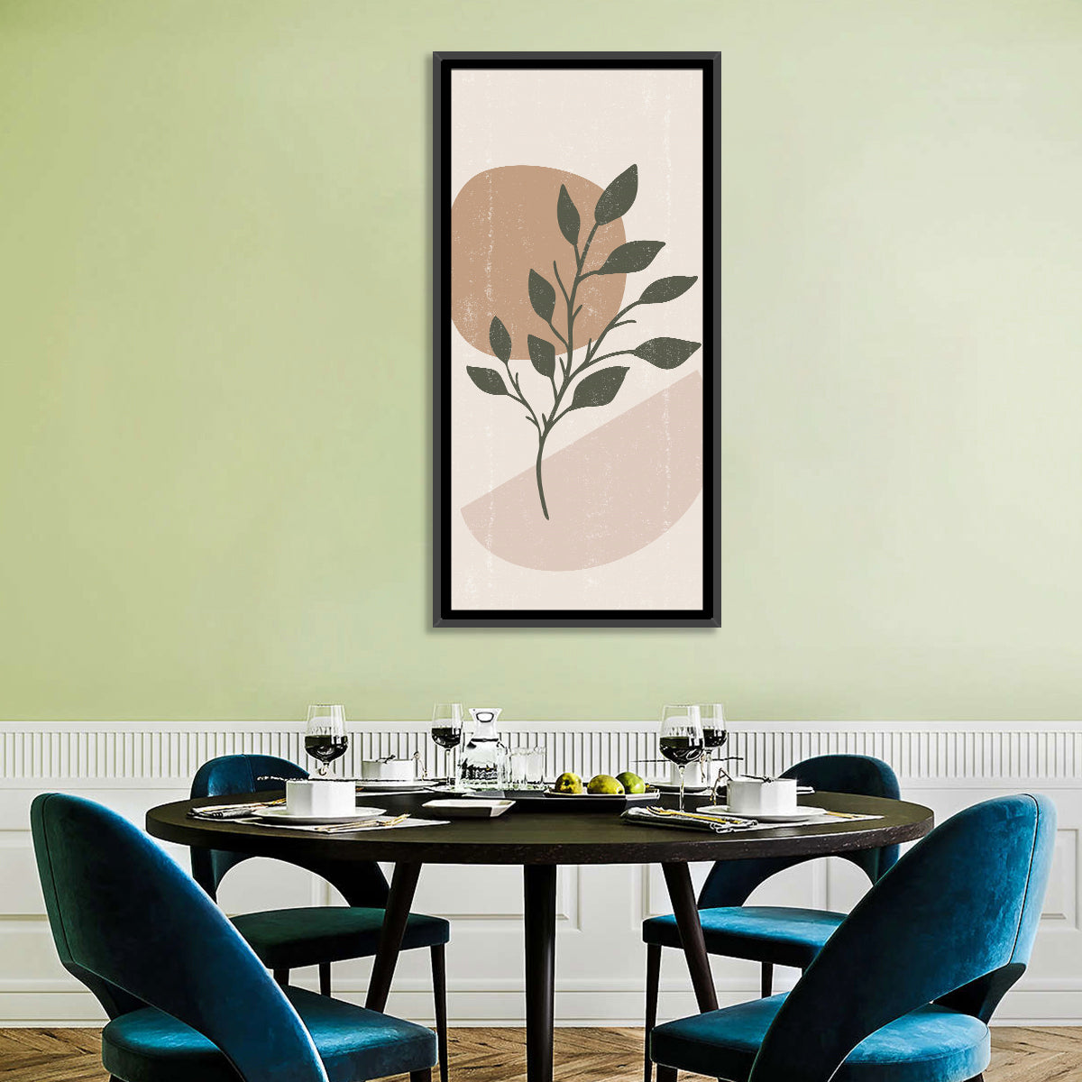 Boho Leaf Study Wall Art in a room, portrait