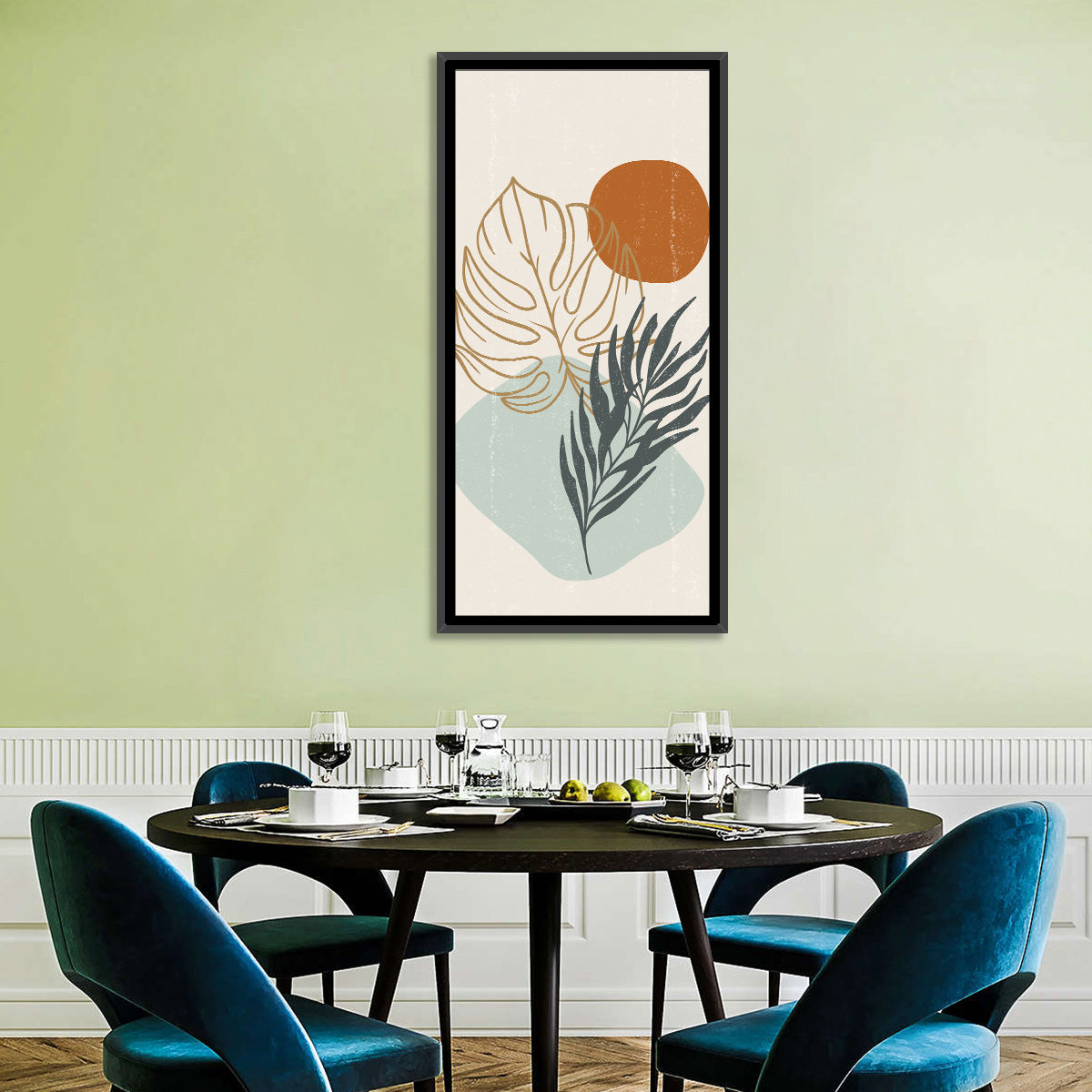 Shadowed Leaves Wall Art in a room, portrait