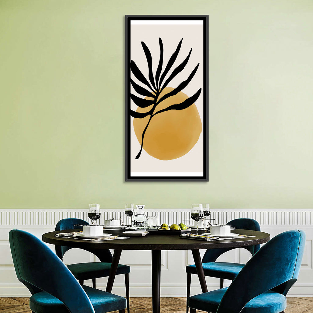 Mustard Sun with Dark Leaf Wall Art