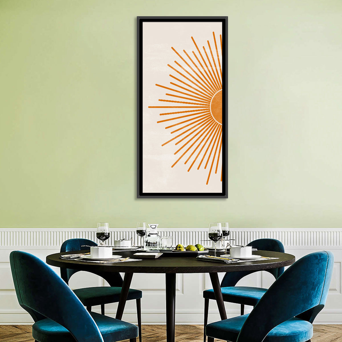 Orange Sunburst Minimalist Wall Art