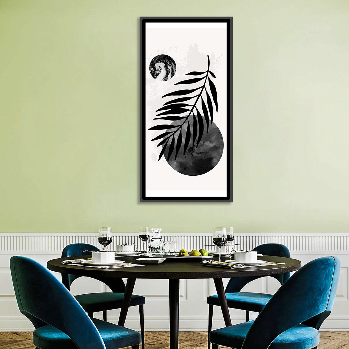 Minimal Palm Leaf Study Wall Art in a room, portrait