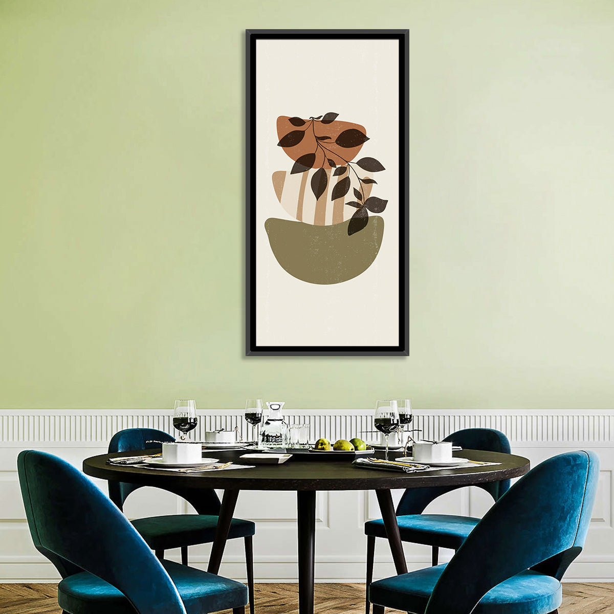 Falling Leaves Branch Wall Art in a room, portrait