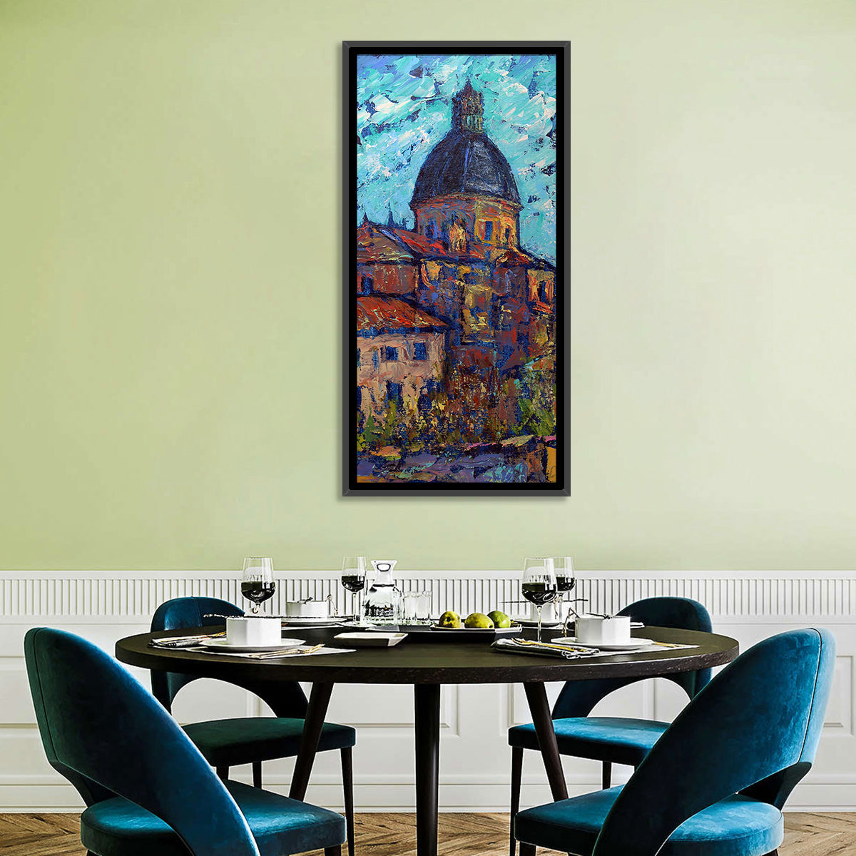 Salamanca Cathedral Dome Study Wall Art in a room, portrait