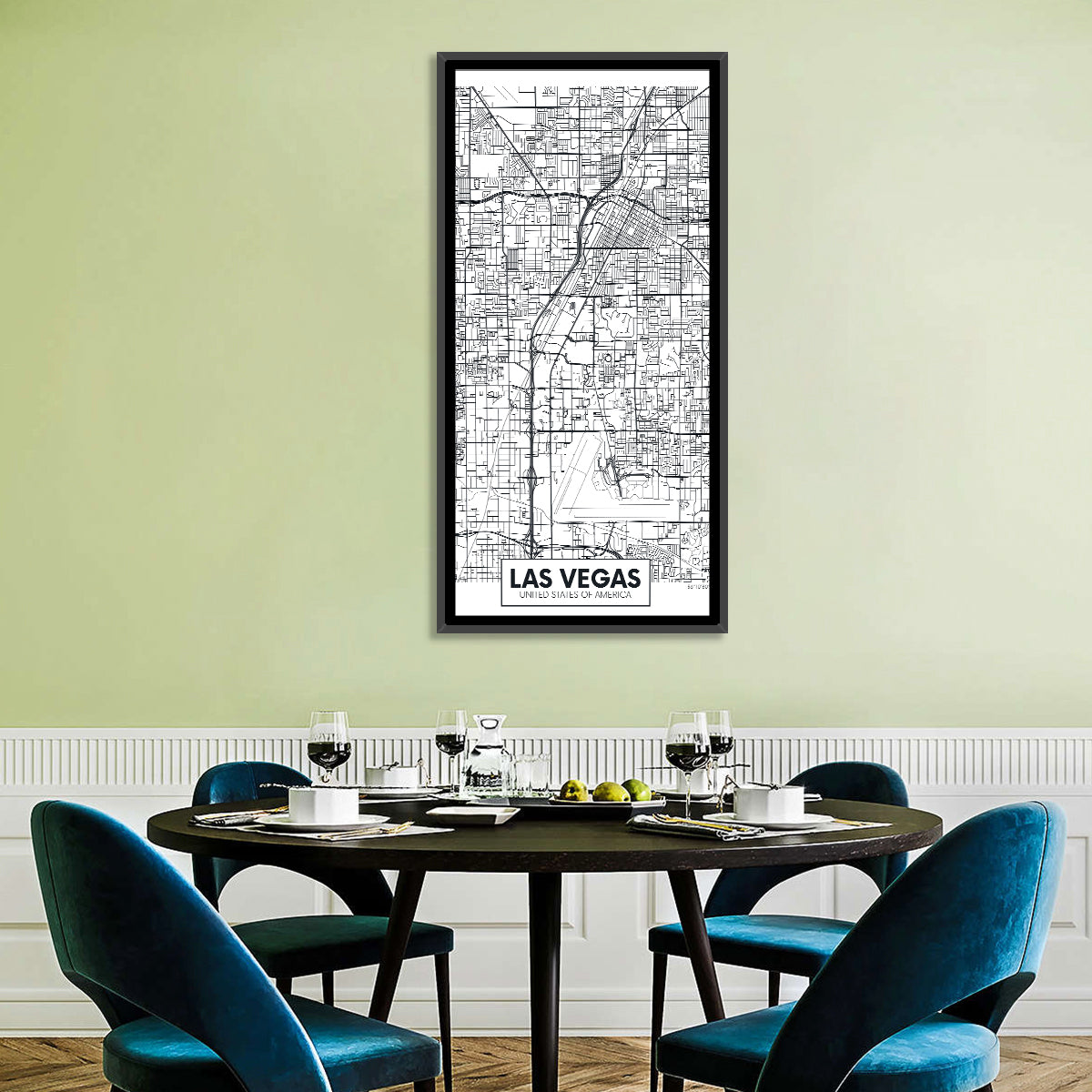 Las Vegas Street Grid Map Wall Art