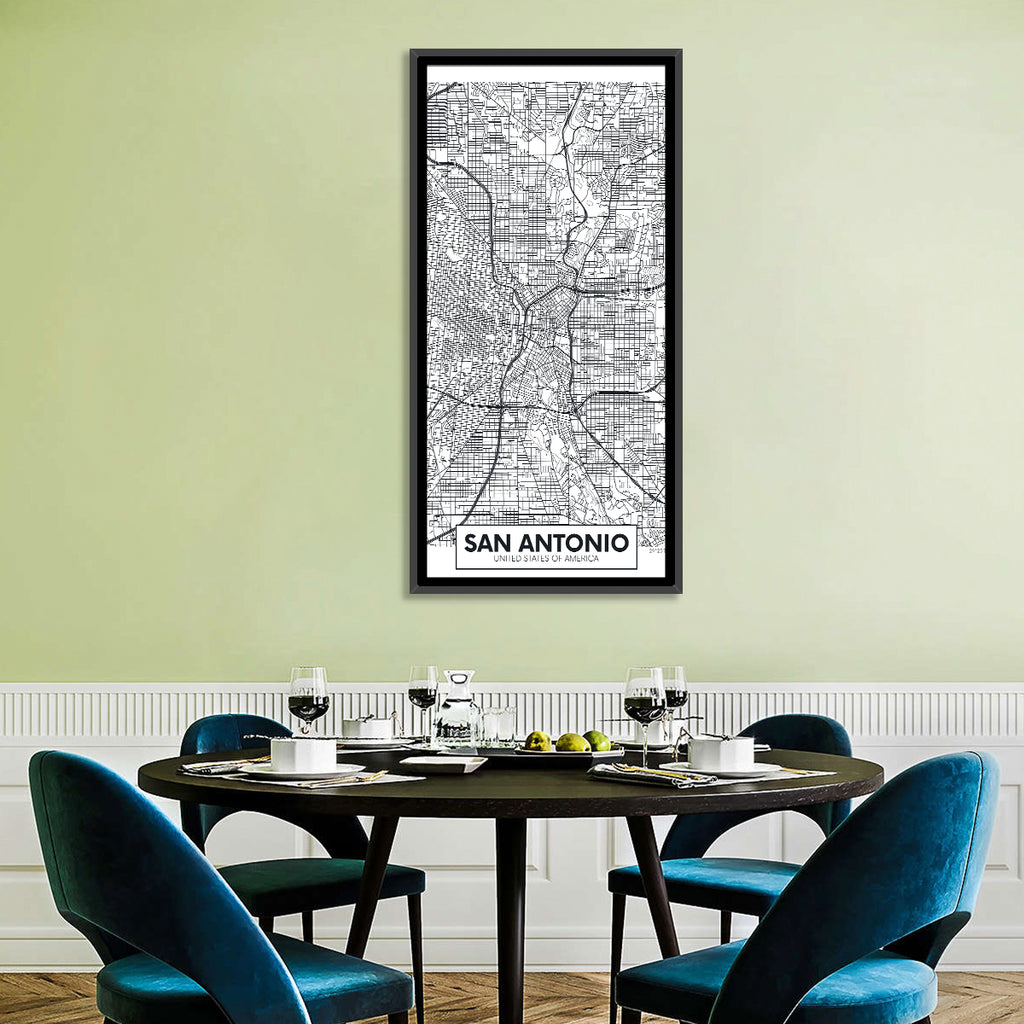 San Antonio Minimalist City Map Wall Art