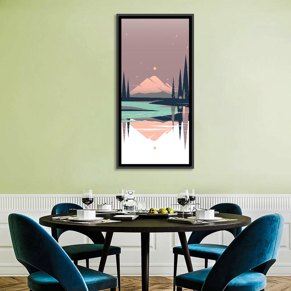 Dusk Mountain Lake Reflection Wall Art