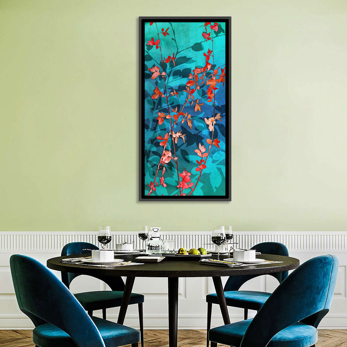 Red Leaf Branches Wall Art