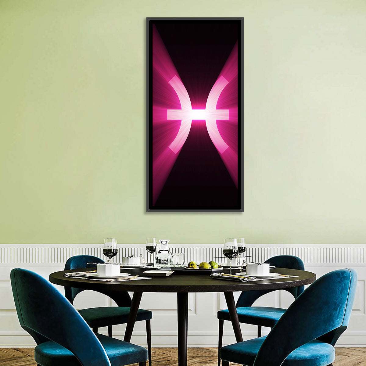 Magenta Pisces Symbol Wall Art