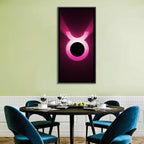 Glowing Pink Taurus Symbol Wall Art