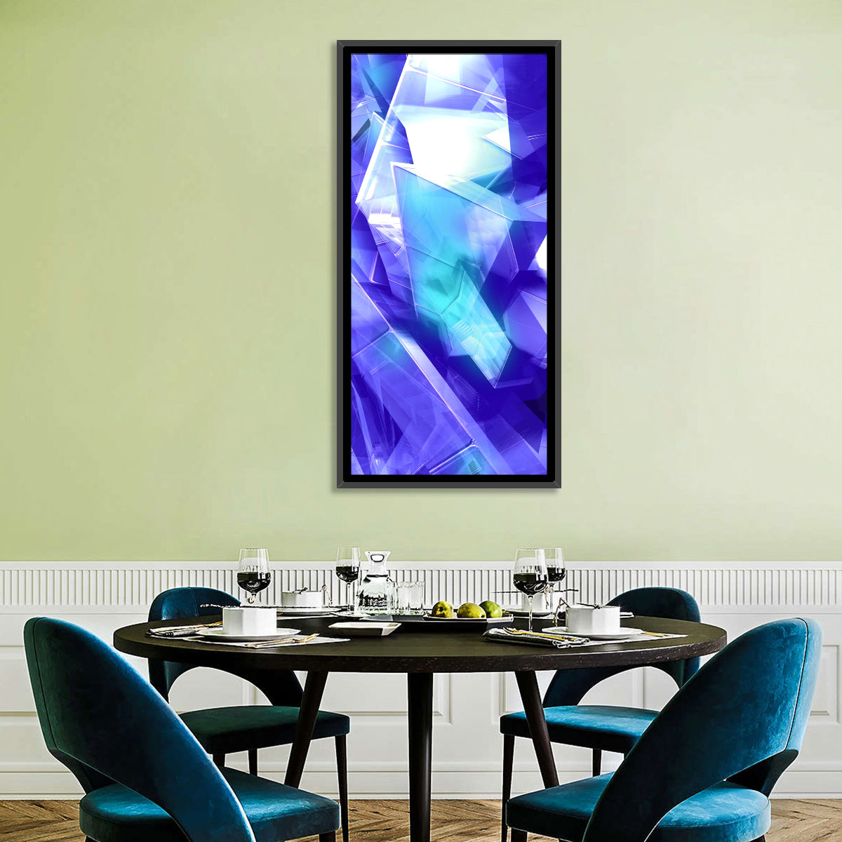 Icy Geometric Shards Wall Art in a room, portrait