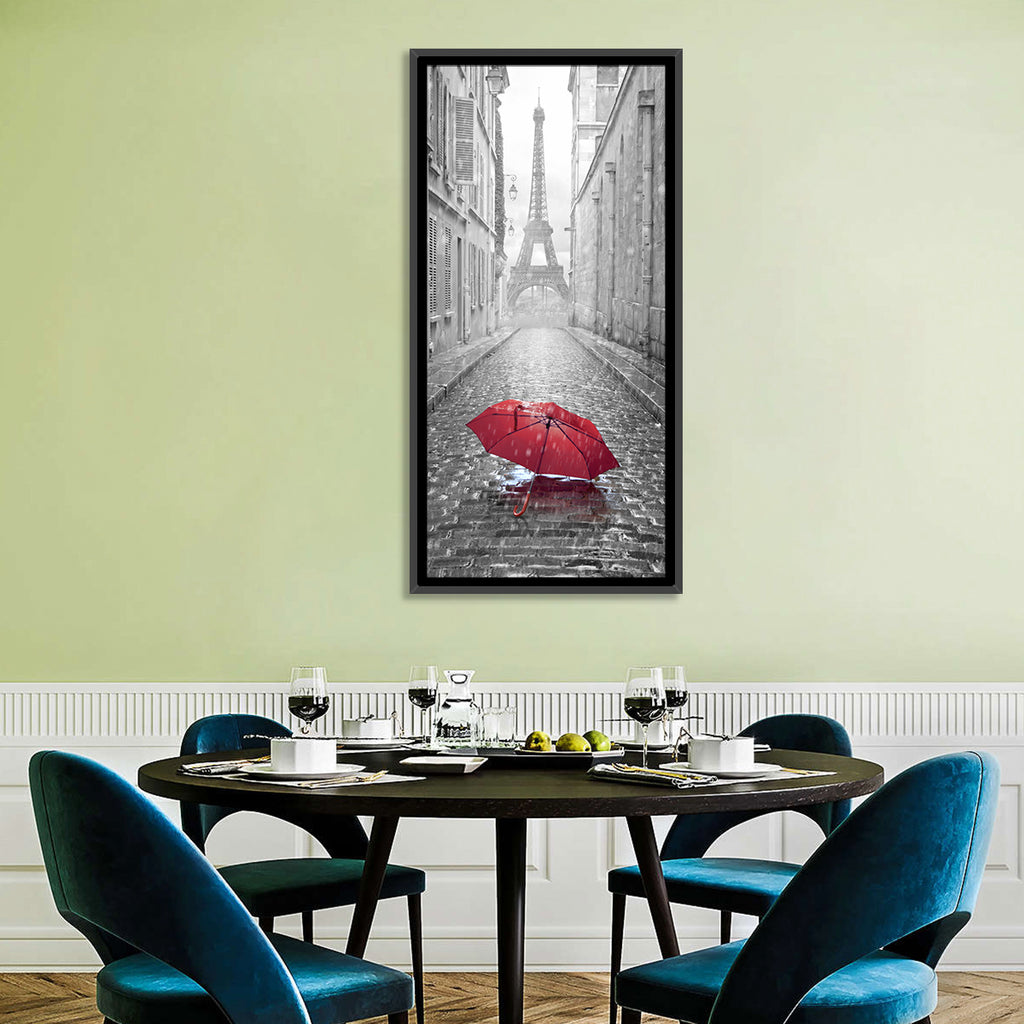Eiffel Tower on Rainy Street Wall Art