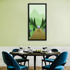 Mountain Road Bus Stop Illustration Wall Art