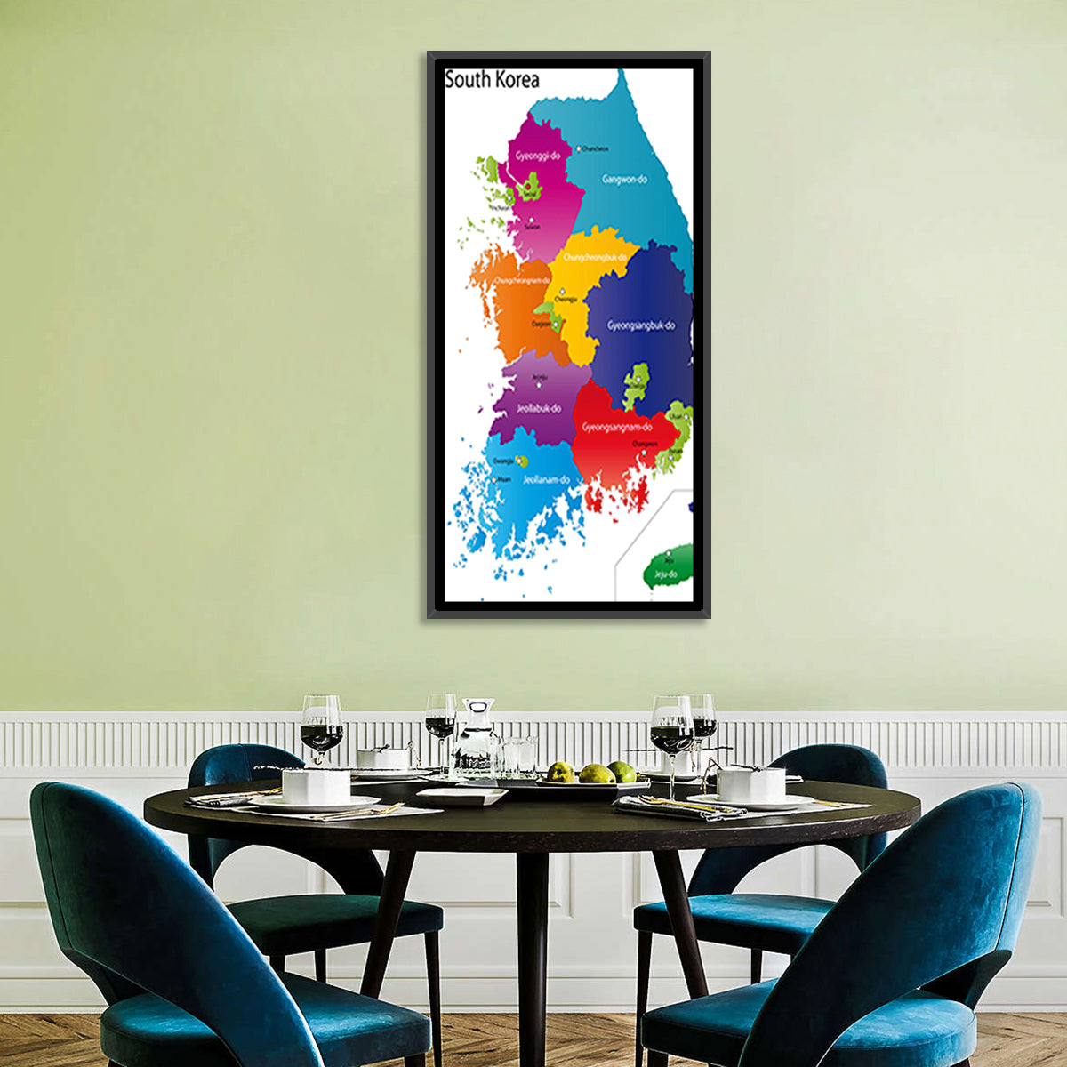 South Korea Map Wall Art