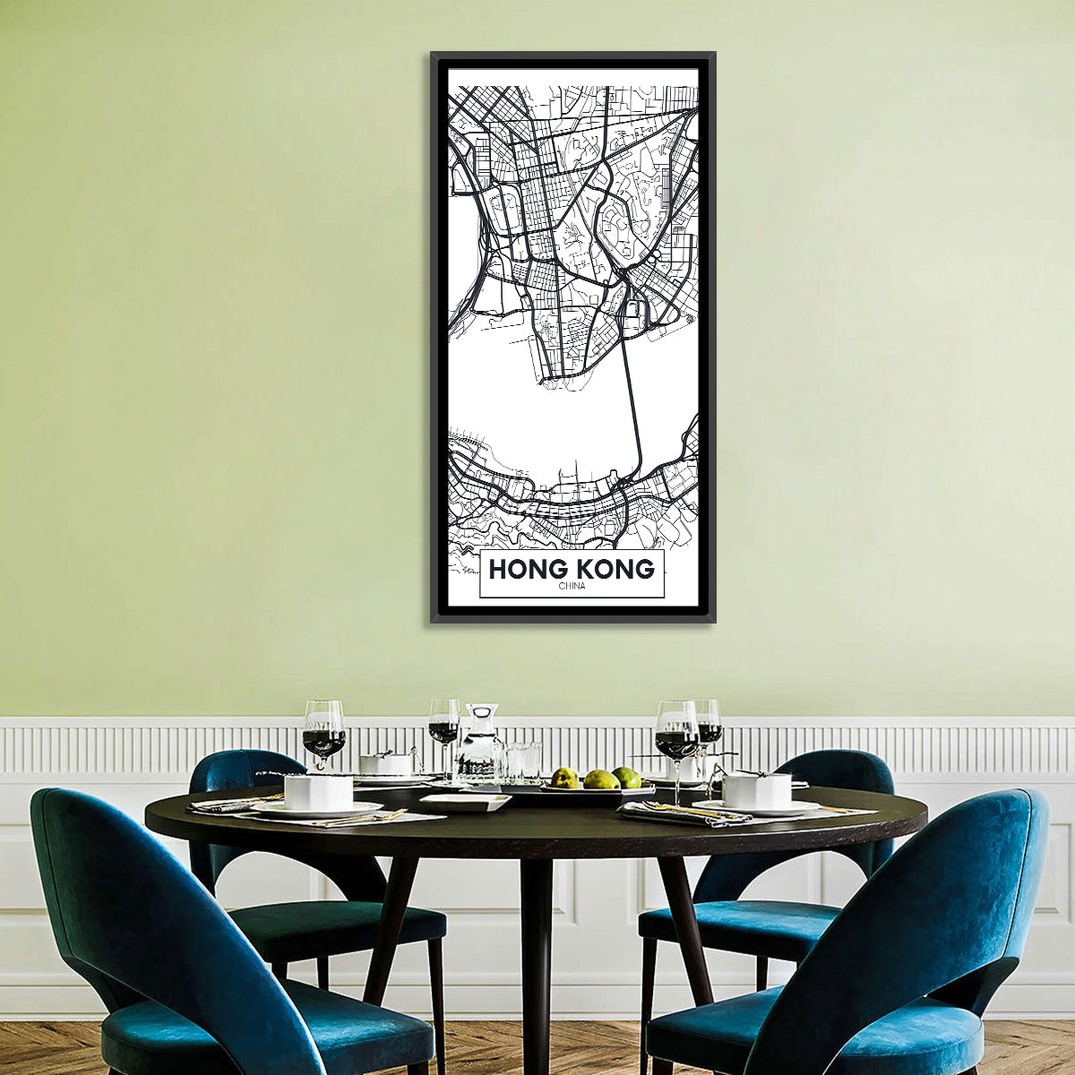 Hong Kong Aerial Map Wall Art