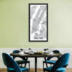 Manhattan Map, Black and White Wall Art