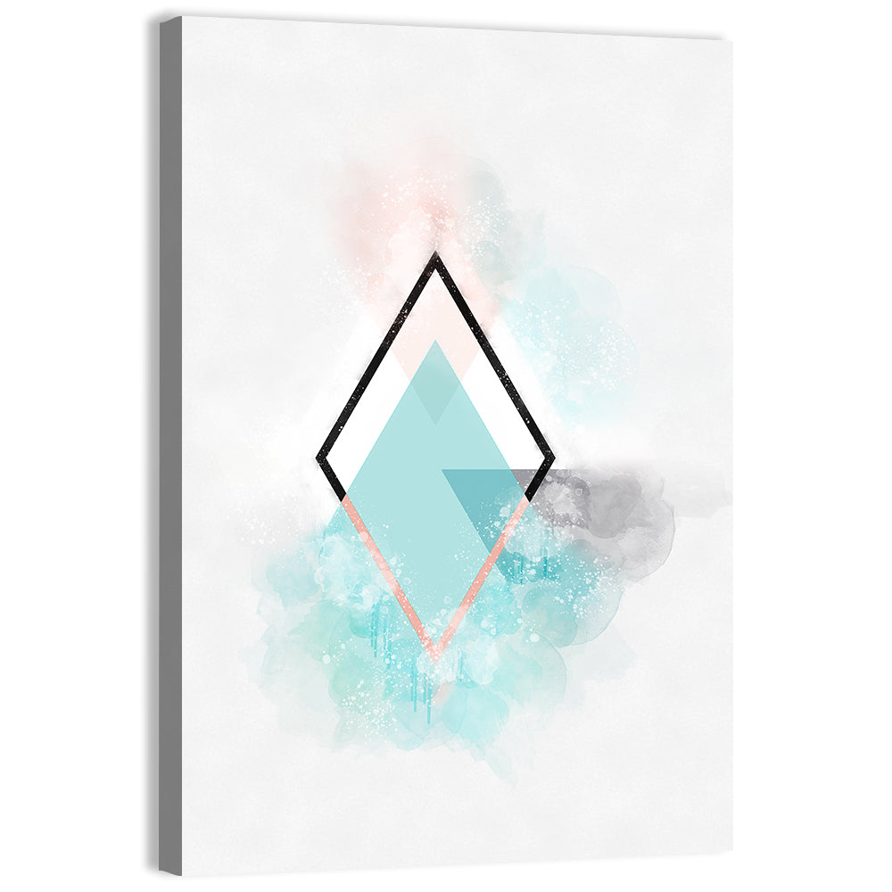 Teal Diamond Minimalist Geometry Wall Art