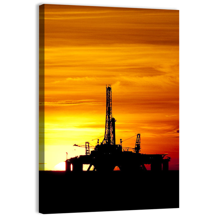 Offshore Oil Rig at Sunset Wall Art as a canvas print